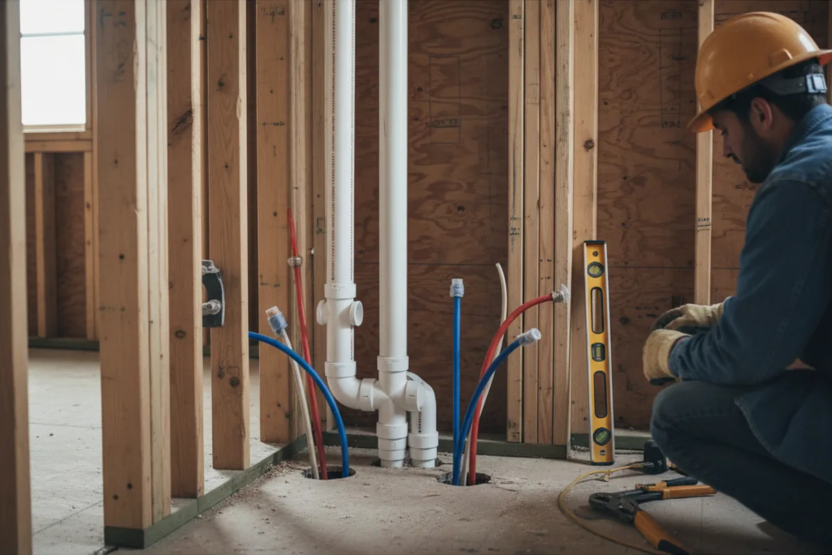 Drain and supply rough-in during Garbage Disposal Repair in Willow Lake