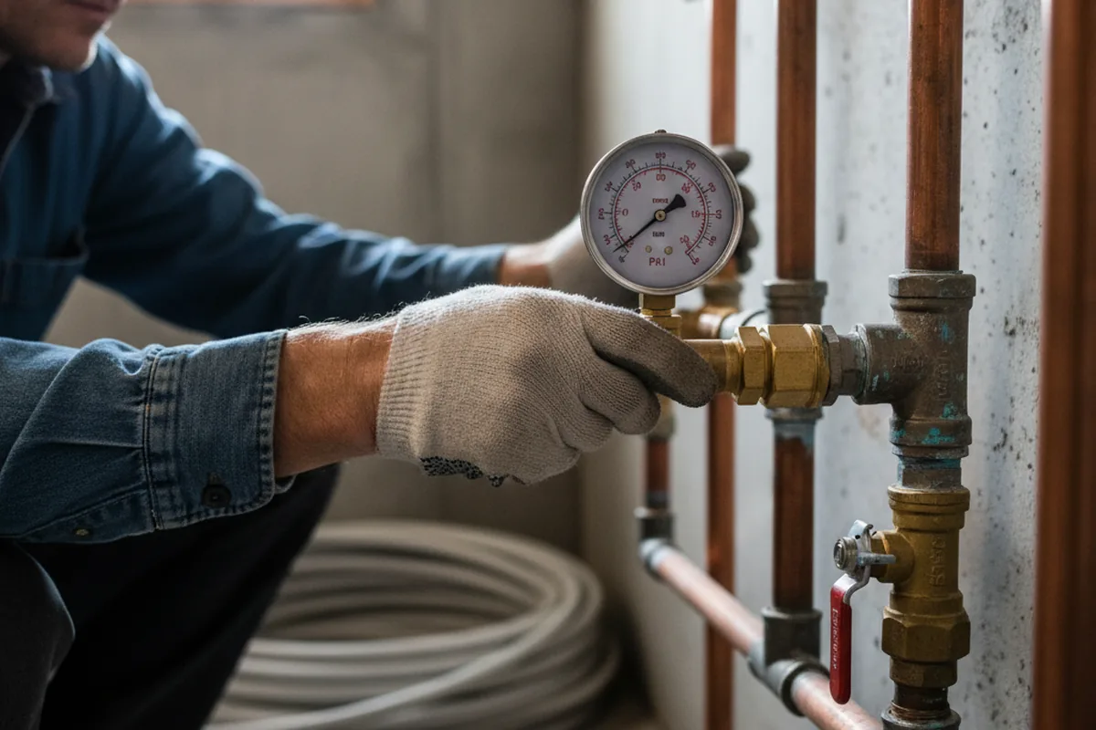 Pressure testing a repaired line during Water Line Repair in Willow Lake